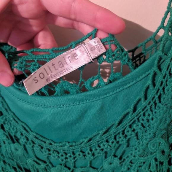 Emerald Green Lace Art Deco Midi Dress S - Picture 5 of 5